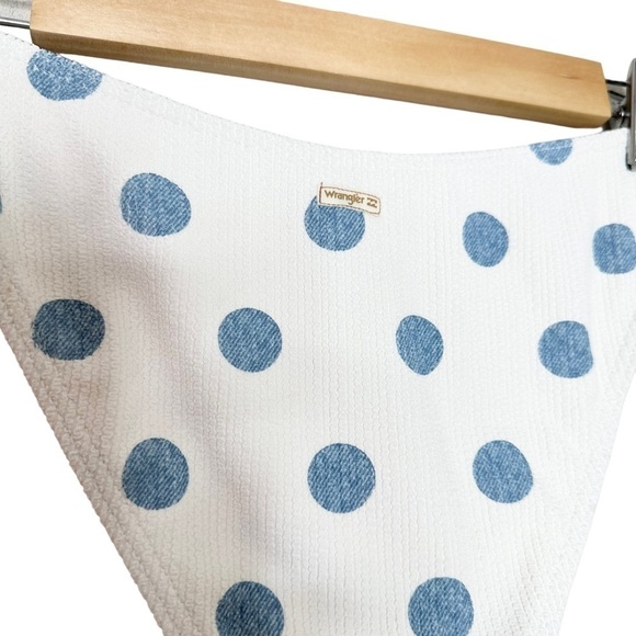 NWT Billabong X Wrangler Small Smocked Blue Polka Dot Bikini Bottom - Picture 4 of 6